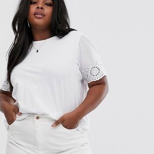 ASOS WHITE TOP WITH SCALLOPED DETAIL SLEVES